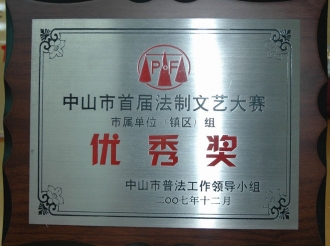 2007年获中山市首届法制文艺大赛优秀奖